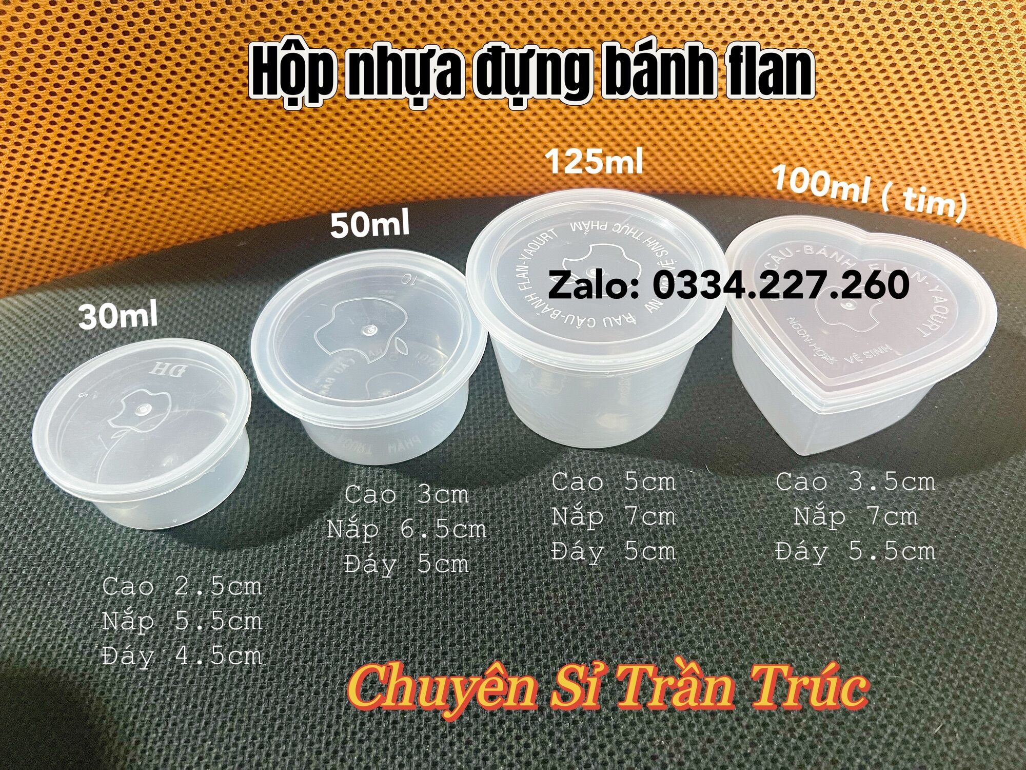 Combo 50 hũ bánh flan đh, hũ flan, hũ caramel, hộp rau câu kèm nắp 30ml, 50ml, 125ml, 100ml