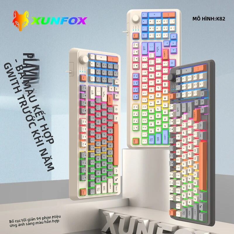 Bàn Phím Chơi Game XUNFOX K82 Có Dây USB Với Núm Âm Lượng 19 Phím Cho Máy Tính Để Bàn PC/Laptop - Cao Su Dẫn Điện Phát Sáng Ngôn Ngữ Tiếng Anh