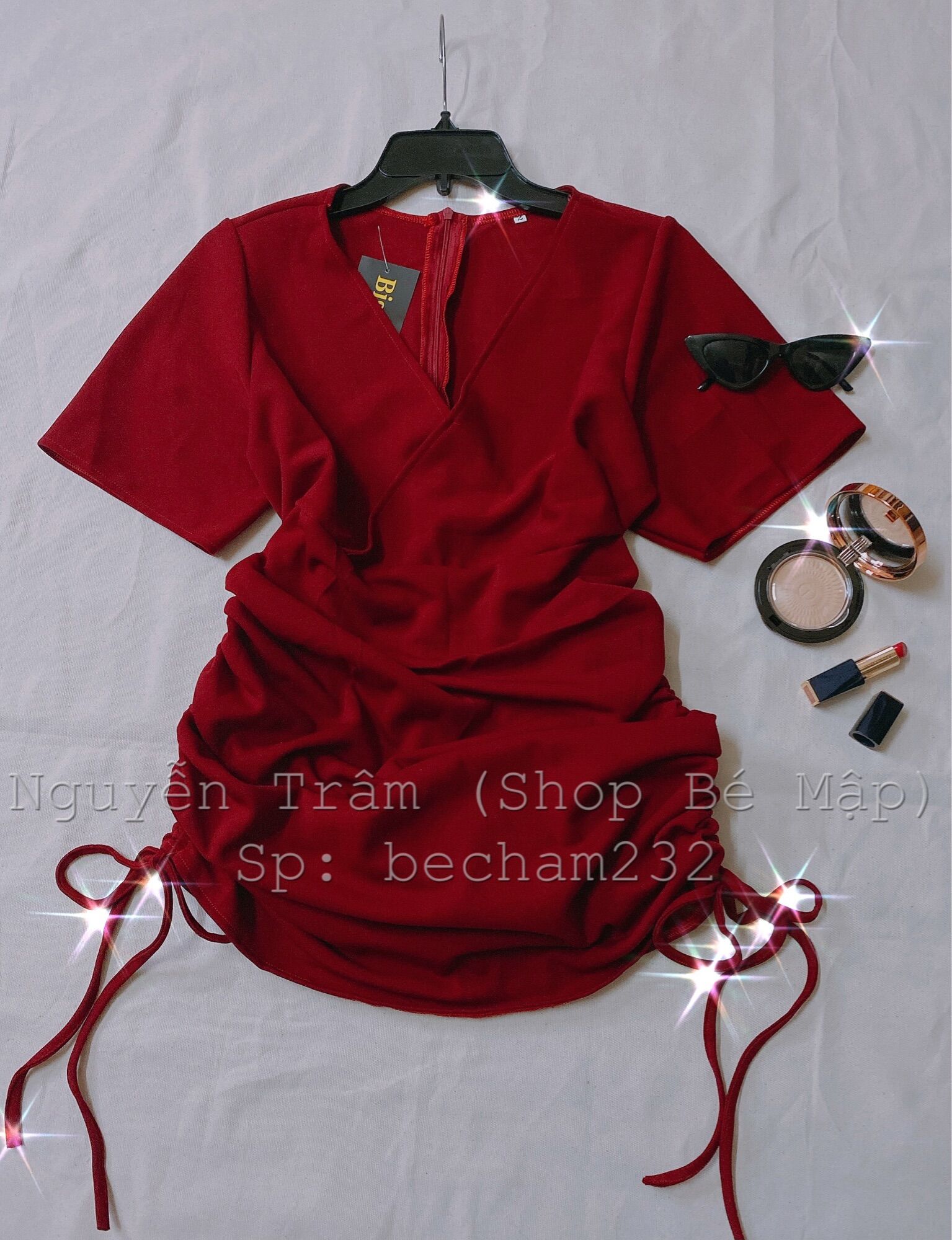 Đầm Body Đắp Chéo Rút Dây BigSize 65-85Kg [Hình Thật Chính Chủ]