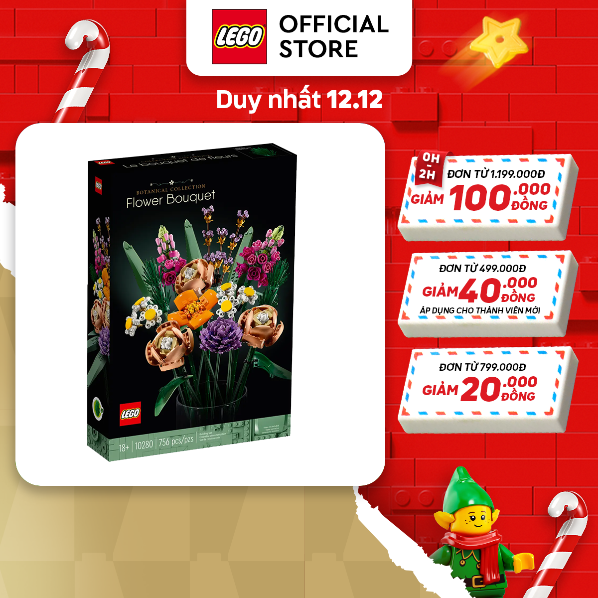 LEGO BOTANICALS 10280 Đồ chơi lắp ráp Bó Hoa LEGO Icons (756 Chi tiết)