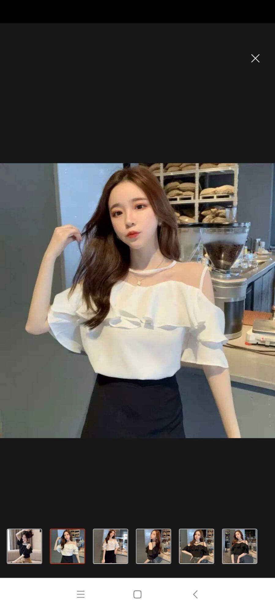Áo phối voan trễ vai