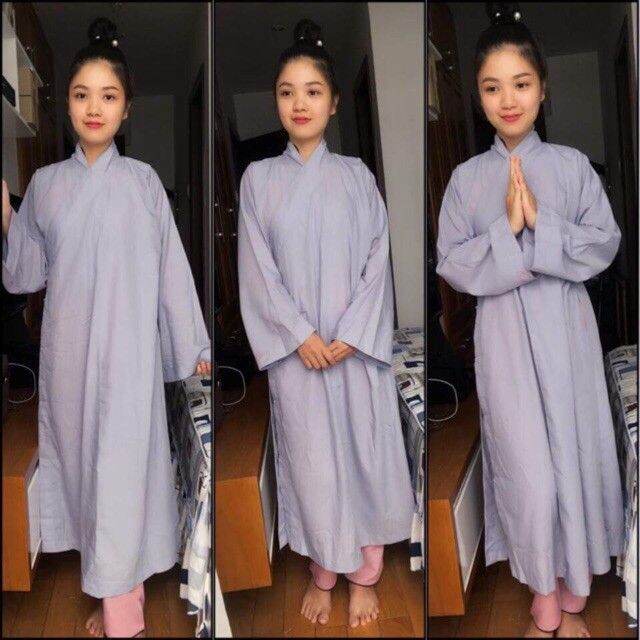 ĐỒ LAM ĐI CHÙA - ÁO TRÀNG PHẬT TỬ NAM NỮ THÊU SEN & TRƠN LOẠI 1