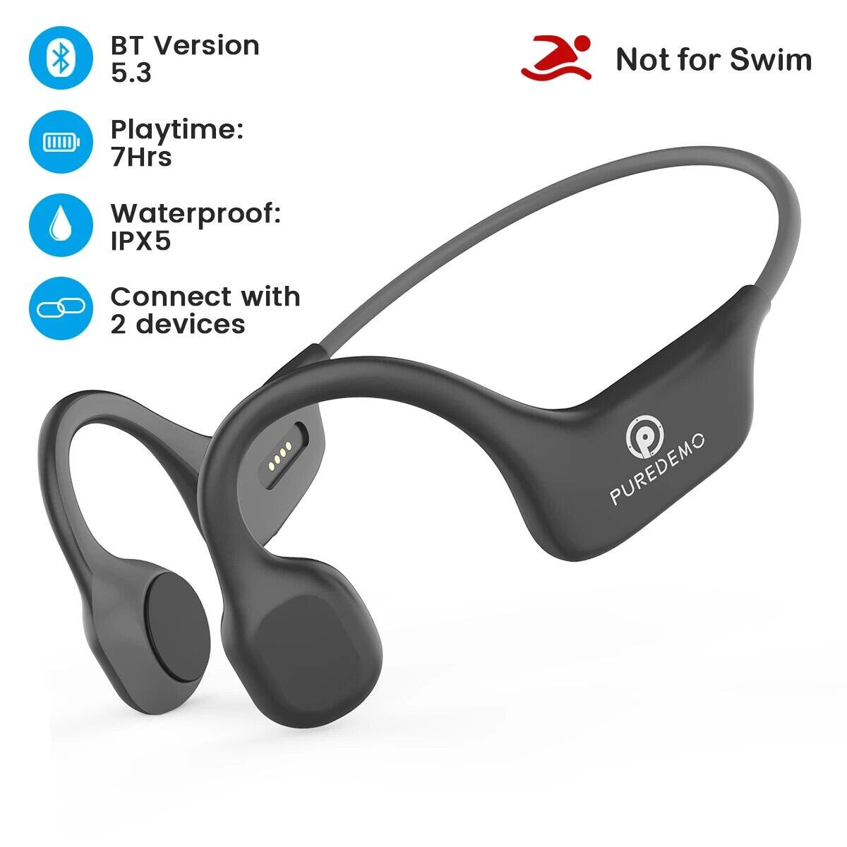 Tai nghe dẫn truyền xương thật bluetooth 5.3 không dây thể thao chống nước chạy lái xe tập luyện tai nghe có mic