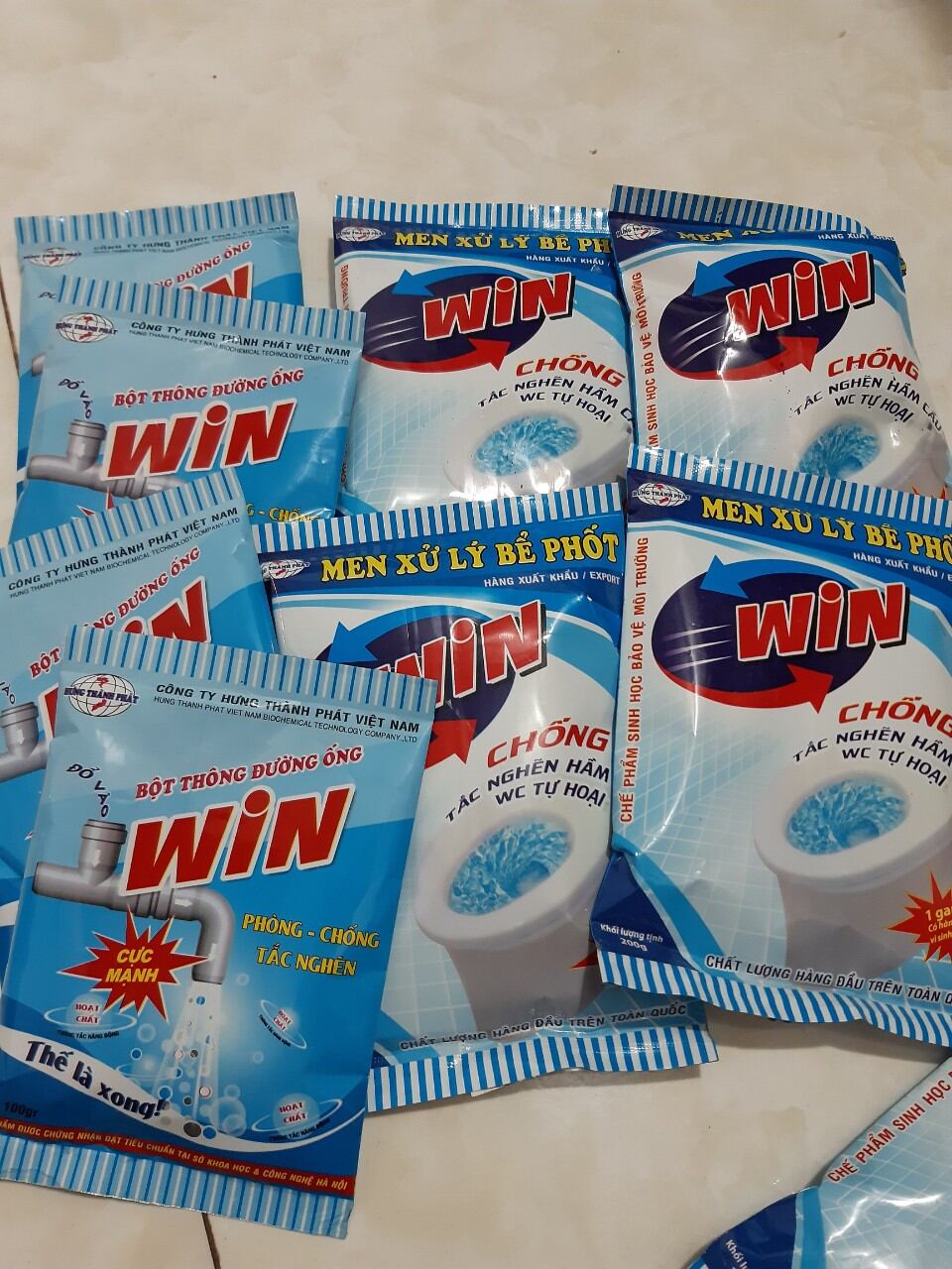 (Combo 5 gói )men sử lý bể phốt và bột thông tắc đường ống WIN
