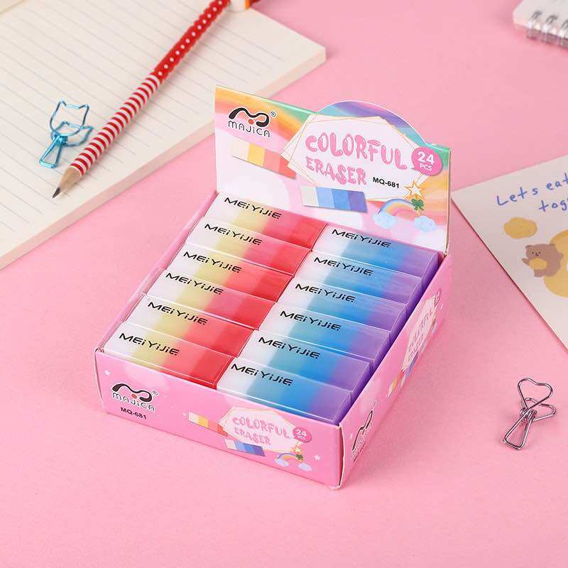 Combo 3 cục gôm tẩy bút chì 7 sắc cầu vồng