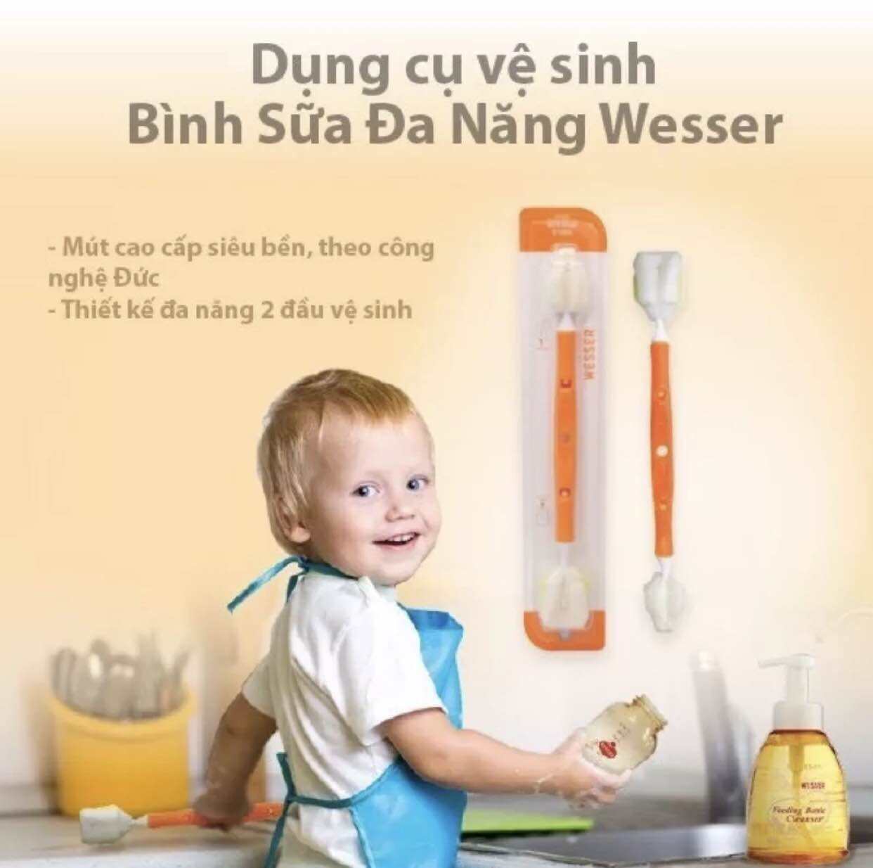 Dụng cụ vệ sinh bình sữa đa năng Wesser