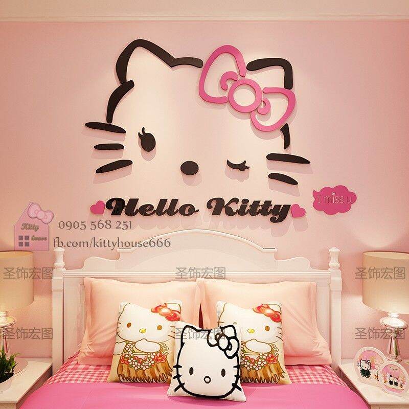🌸DECAL 3D DÁN TƯỜNG HELLO KITTY