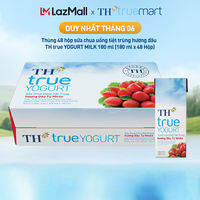 Thùng 48 hộp sữa chua uống tiệt trùng TH true YOGURT hương dâu tự nhiên 180 ml (180 ml x48)