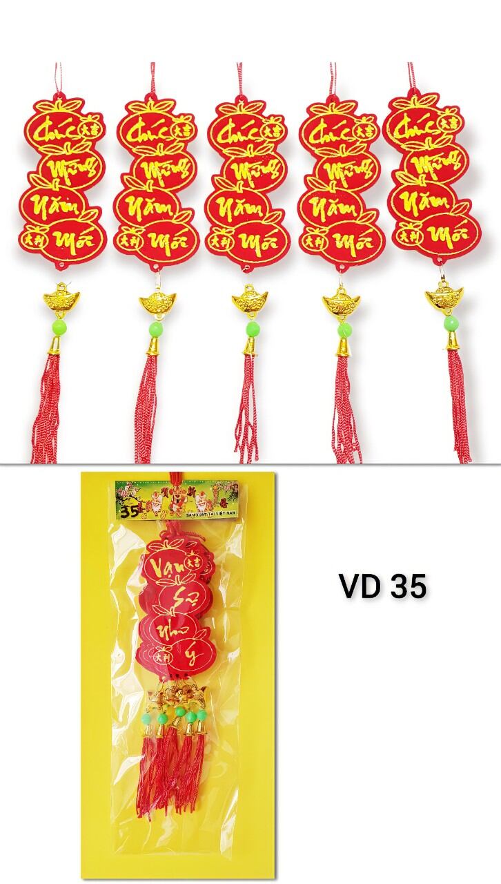 day treo tết liễn nhung bịch 5 dây VD, khánh tết,liễn tết