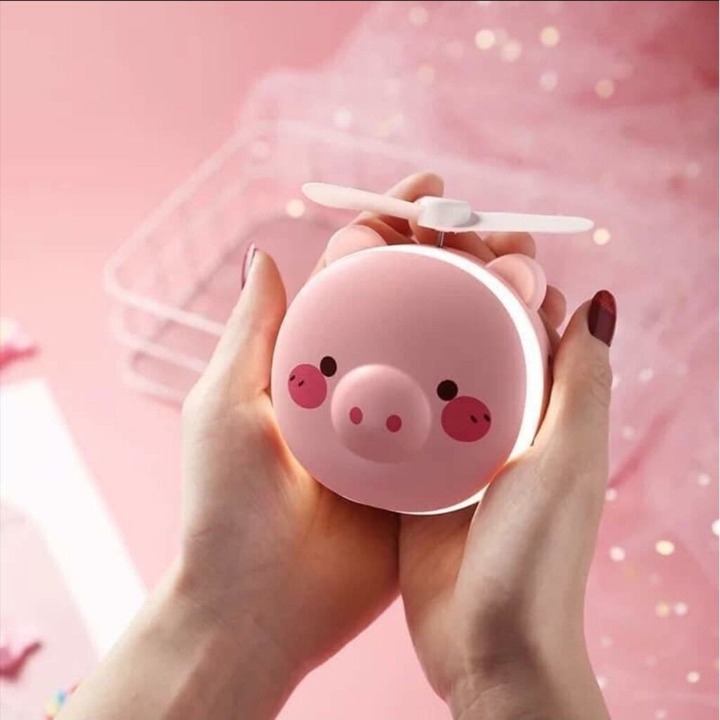 Quạt Cầm Tay Mini Hình Con Heo 3in1