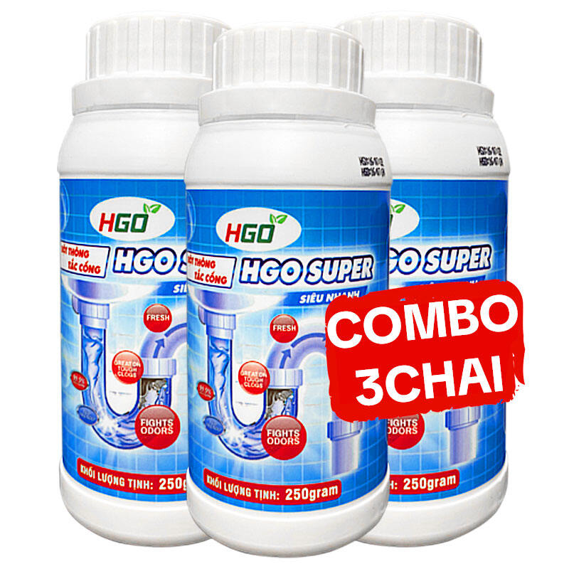 [COMBO 3] Bột Thông Cống Cực Mạnh HGO SUPER, Thông Tắc Bồn Cầu, Bồn Rửa Bát, Đường Ống 250gram