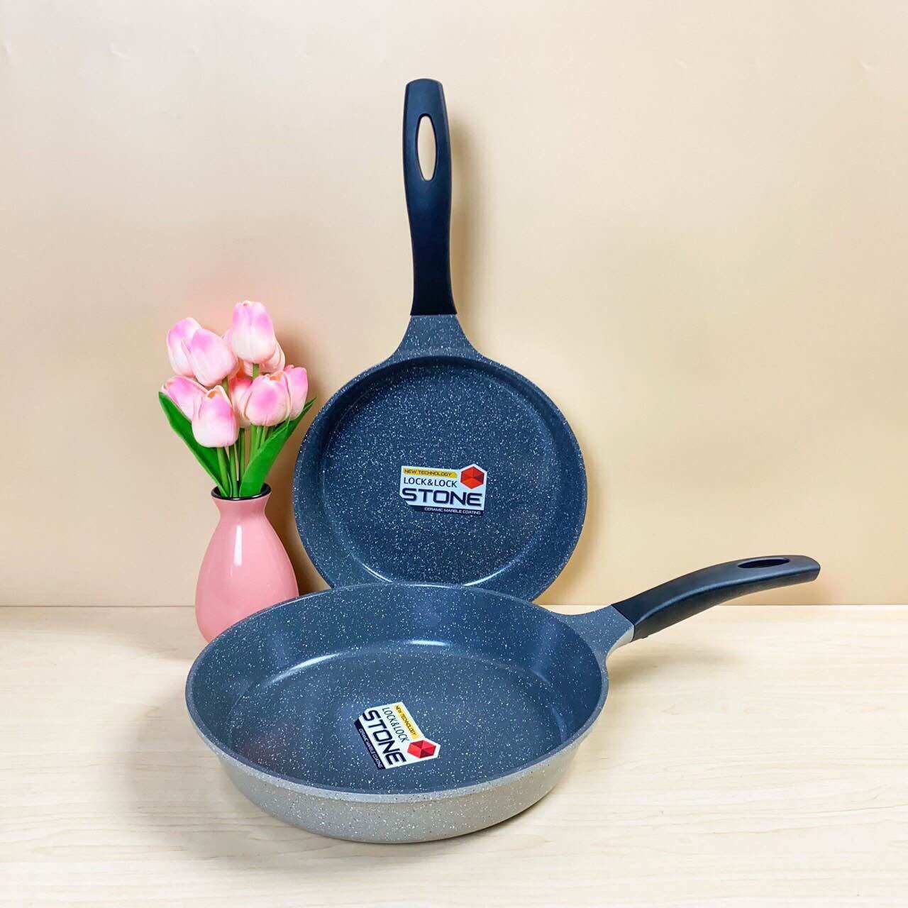 Chảo đá 7 lớp đáy từ Lock&Lock Stone 24, 26cm