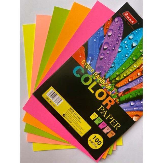 Giấy màu A4 dạ quang Pgrand - Xấp 100 tờ