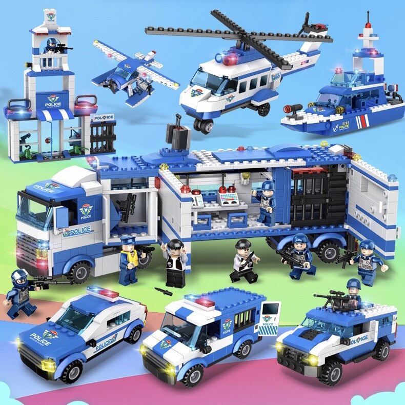 Bộ xếp hình Lego cao cấp city police , Lego xe cảnh sat , Lego trực thăng