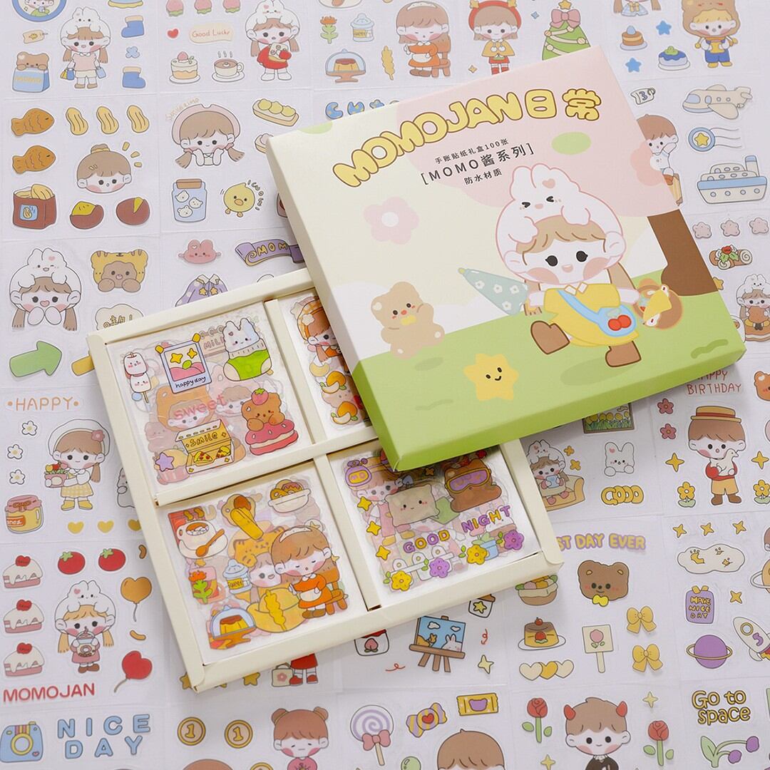 Hộp 100 tấm hình dán sticker dùng trang trí