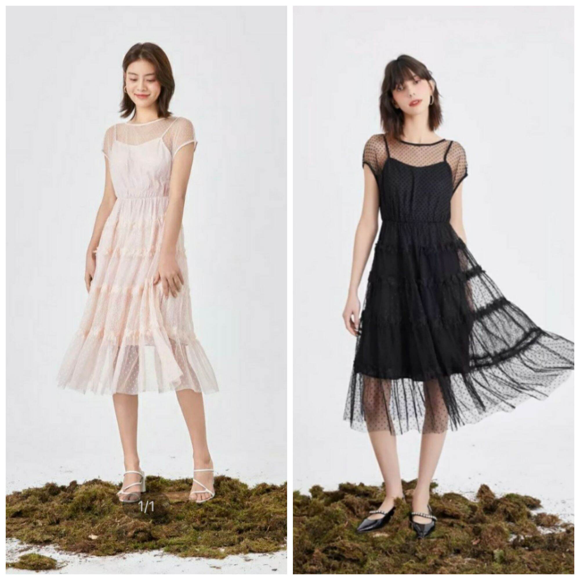 Vero moda váy hai dây nữ ren chấm bi 3d 32027b504