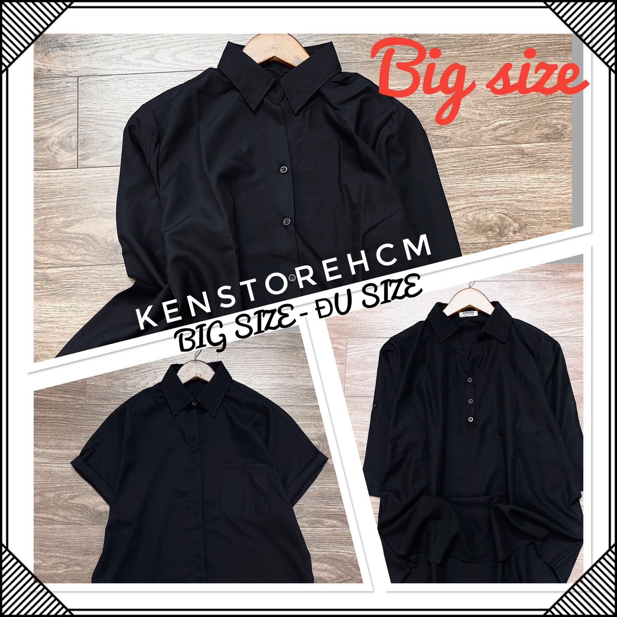 Vải mát - sơ mi đen nữ đủ size big size - đủ size