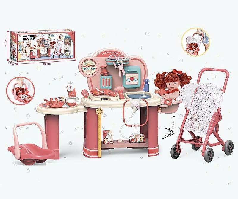 ĐỒ CHƠI BÁC SĨ BỘ KHÁM BỆNH CHO BÚP BÊ KÈM XE ĐẨY NÔI XÁCH
