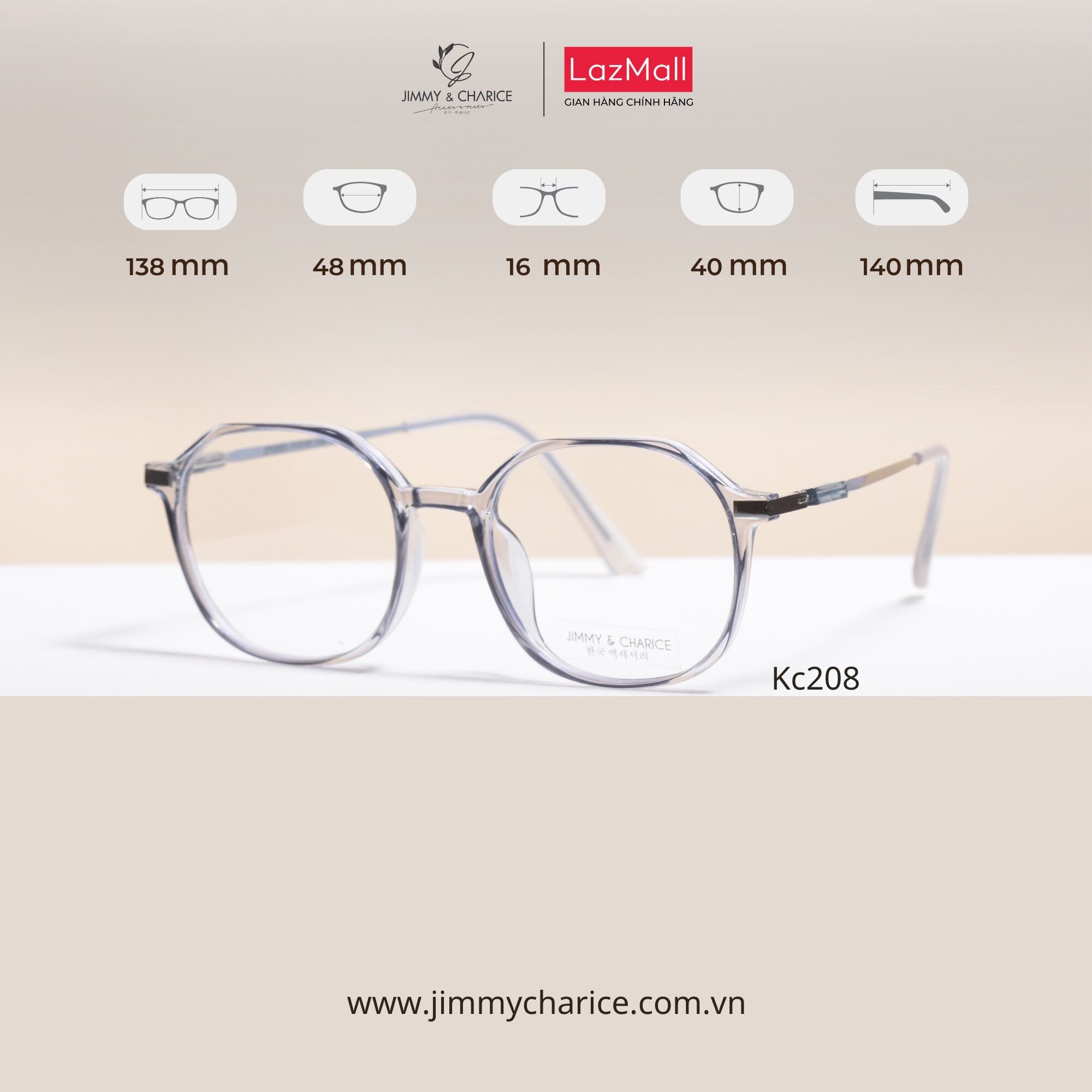 Giá bán Gọng kính nữ Jimmy & Charice mắt kính chống ánh sáng xanh thay mắt cận được