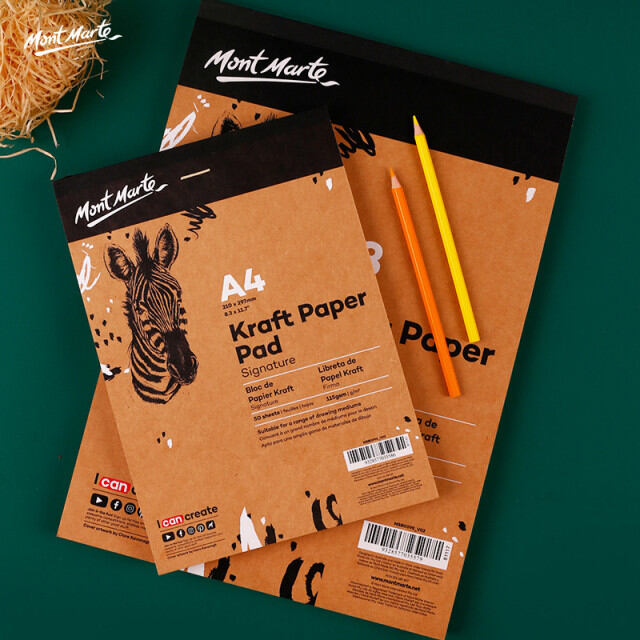 Sổ phác thảo giấy kraft mont marte size a4/a3 - 115 gsm 50 tờ