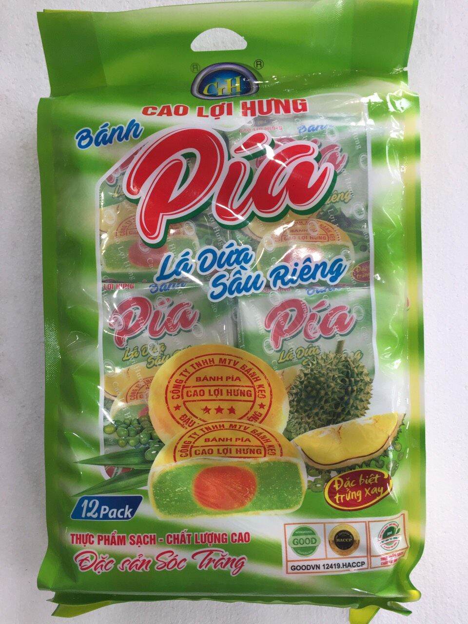 [HCM]Bánh pía lá dứa sầu riêng (12 gói)