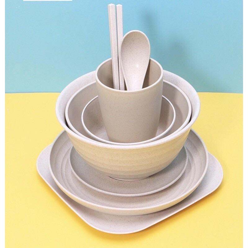 Bộ bát đĩa đầy đủ làm từ lúa mạch