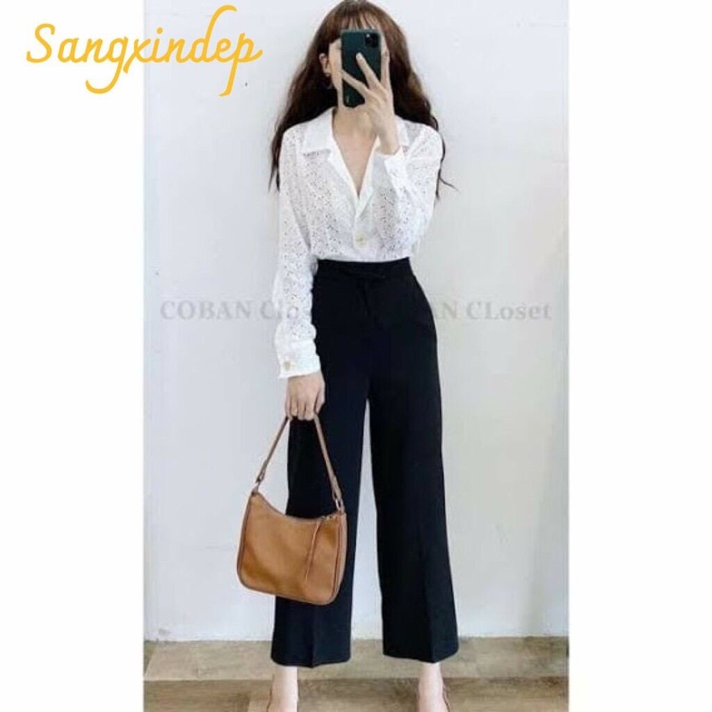 [HCM]Quần suông ống rộng khoá sườn