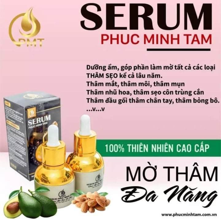 [ Hàng chính hãng] SERUM DƯỠNG DA MỜ THÂM ĐA NĂNG PHÚC MINH TÂM (1 lo 30ml date 2026)( Mua 2 hộp Serum Tặng 1 Gel Tẩy tế bào chết Phúc Minh Tâm 20g)
