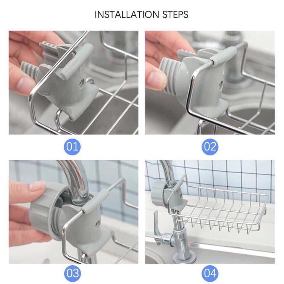 Giá/kệ inox cài vòi rửa bát