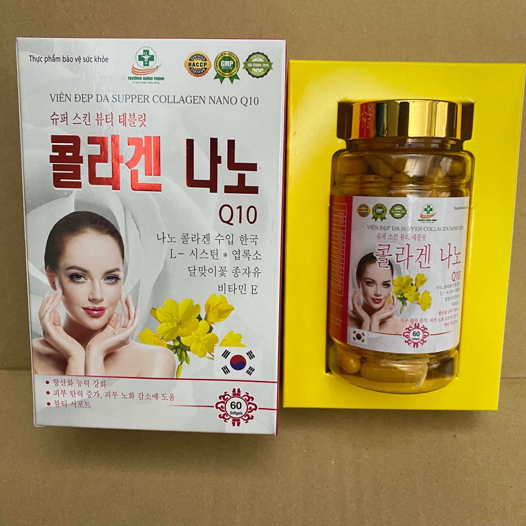 Viên uống trắng da mờ nám COLLAGEN NANO Q10 viên đẹp da Supper COLLAGEN NANO Q10 - COLLAGEN 500mg tăng cường nội tiết tố