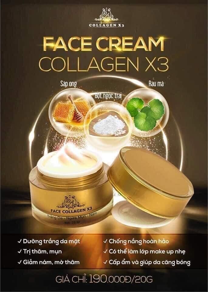 Kem face colagen x3