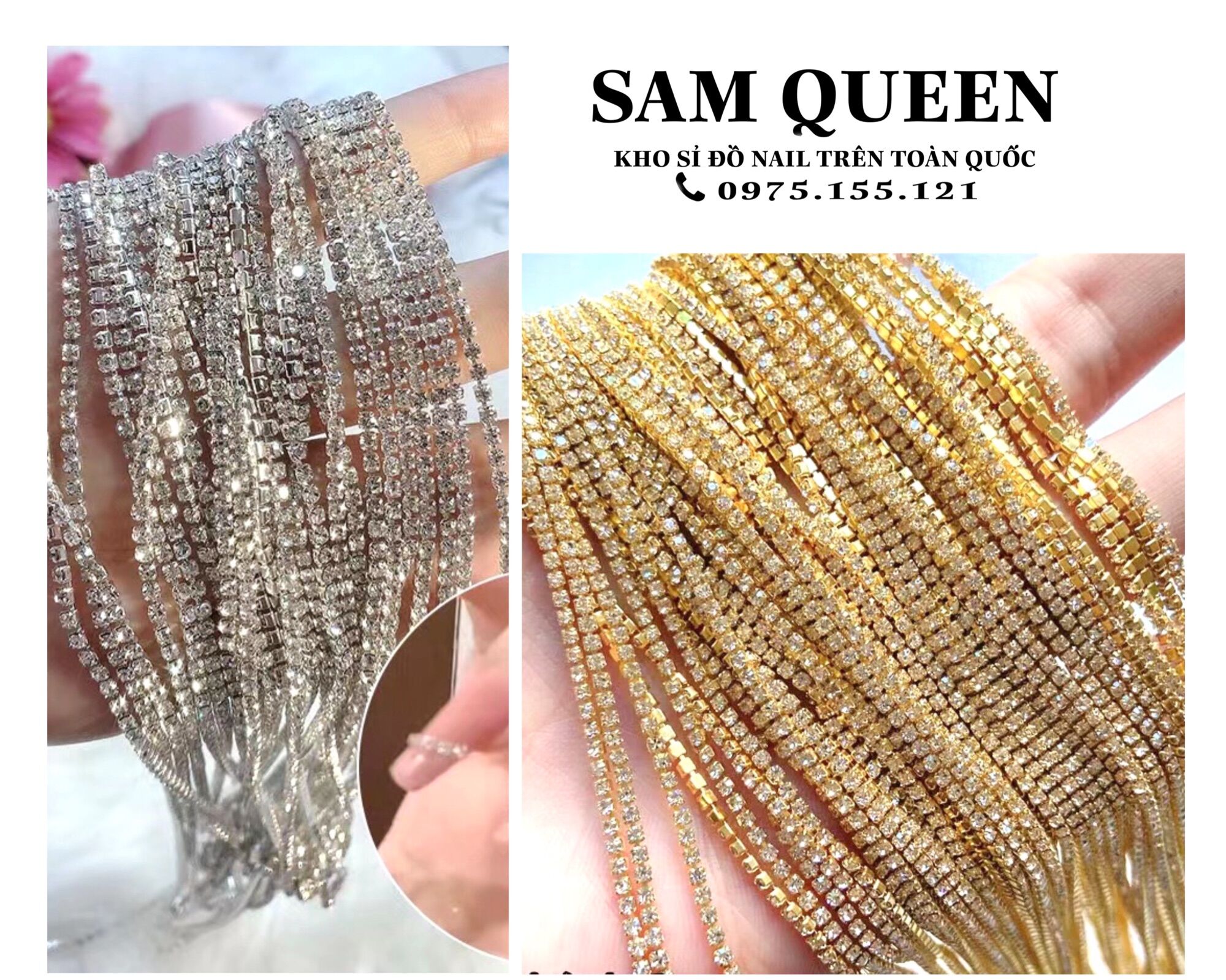 Dây đá 100cm trang trí móng, viền móng cực sáng