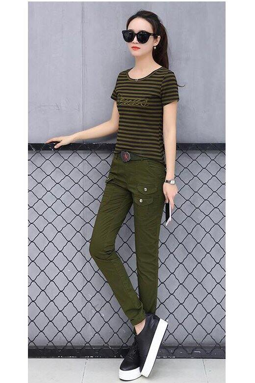 ĐỒ BỘ THỂ THAO NỮ PHỐI LÍNH KAKI CAO CẤP