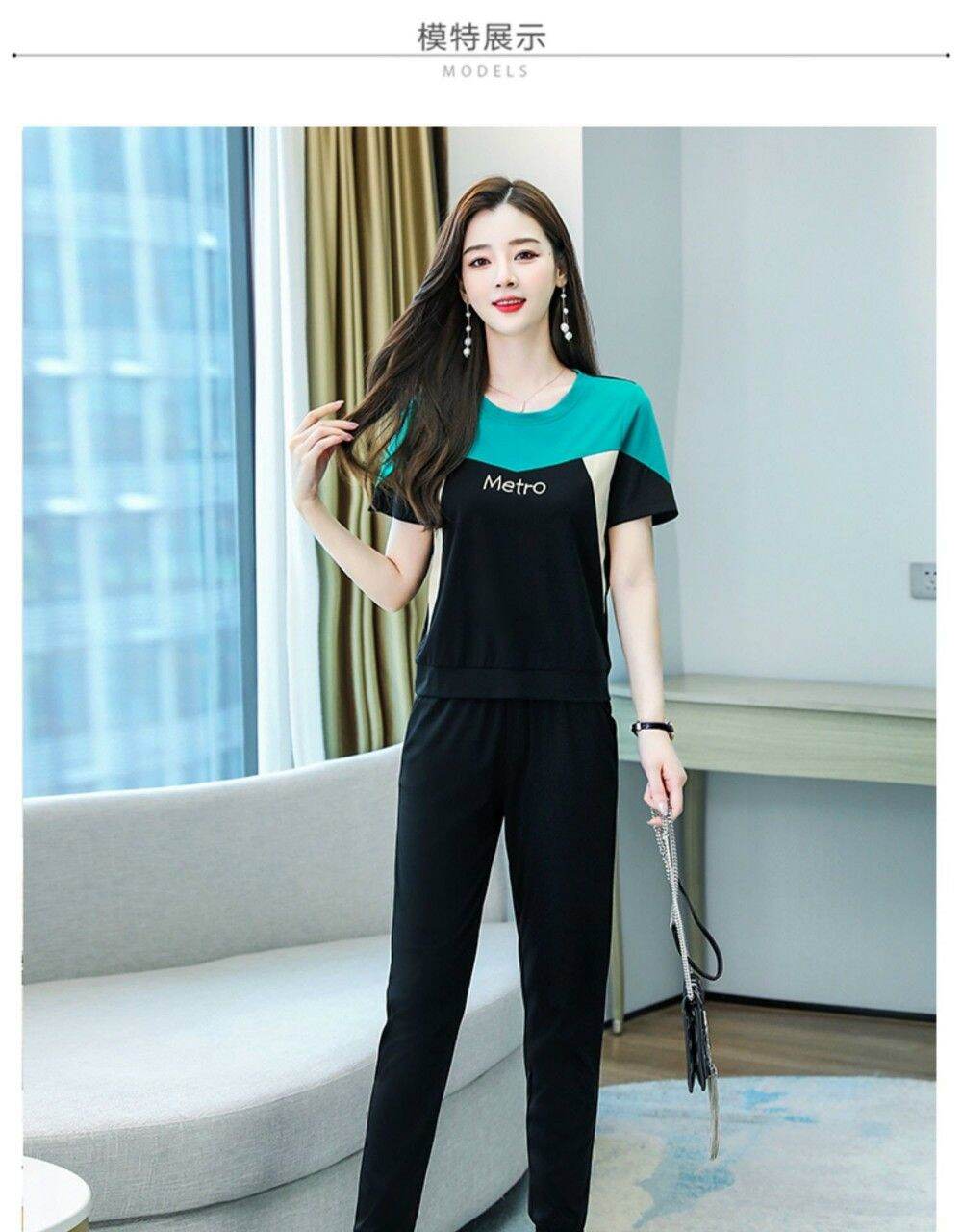 Sét đồ bộ nữ phối màu metro thun cotton 100% cao cấp