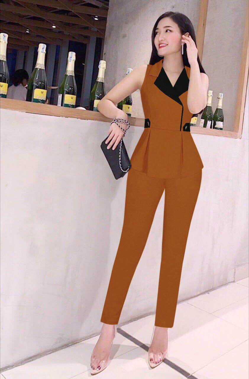 [HCM]Set nguyên bộ áo vest sát nách quần dài xinh xắn