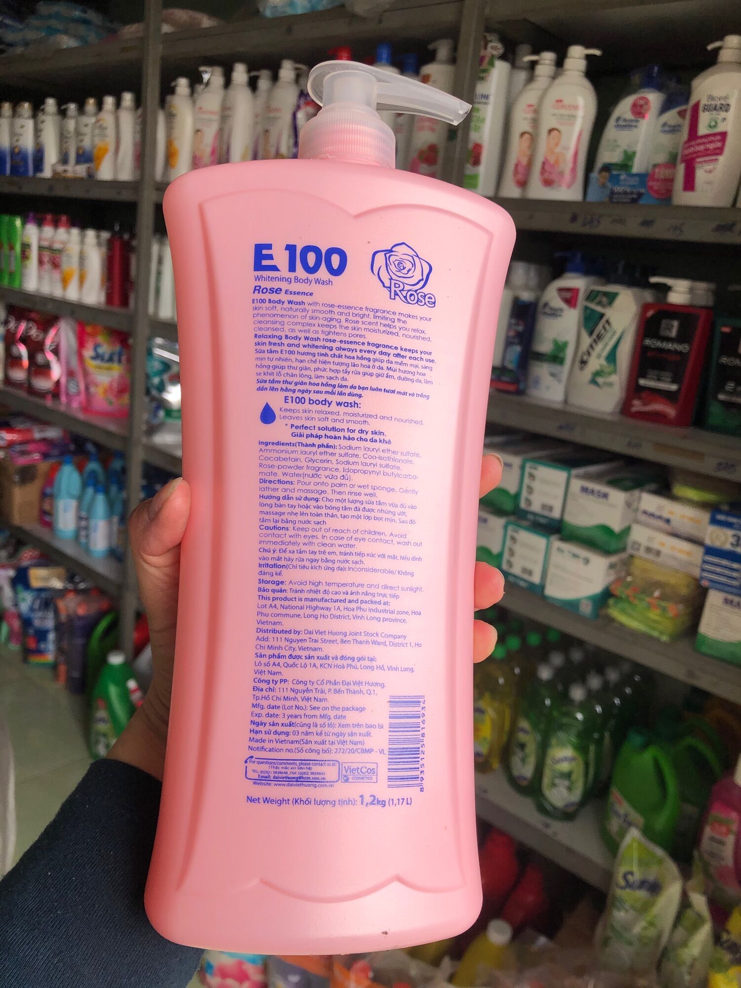 Sữa tắm E100 1.2l hương hoa hồng