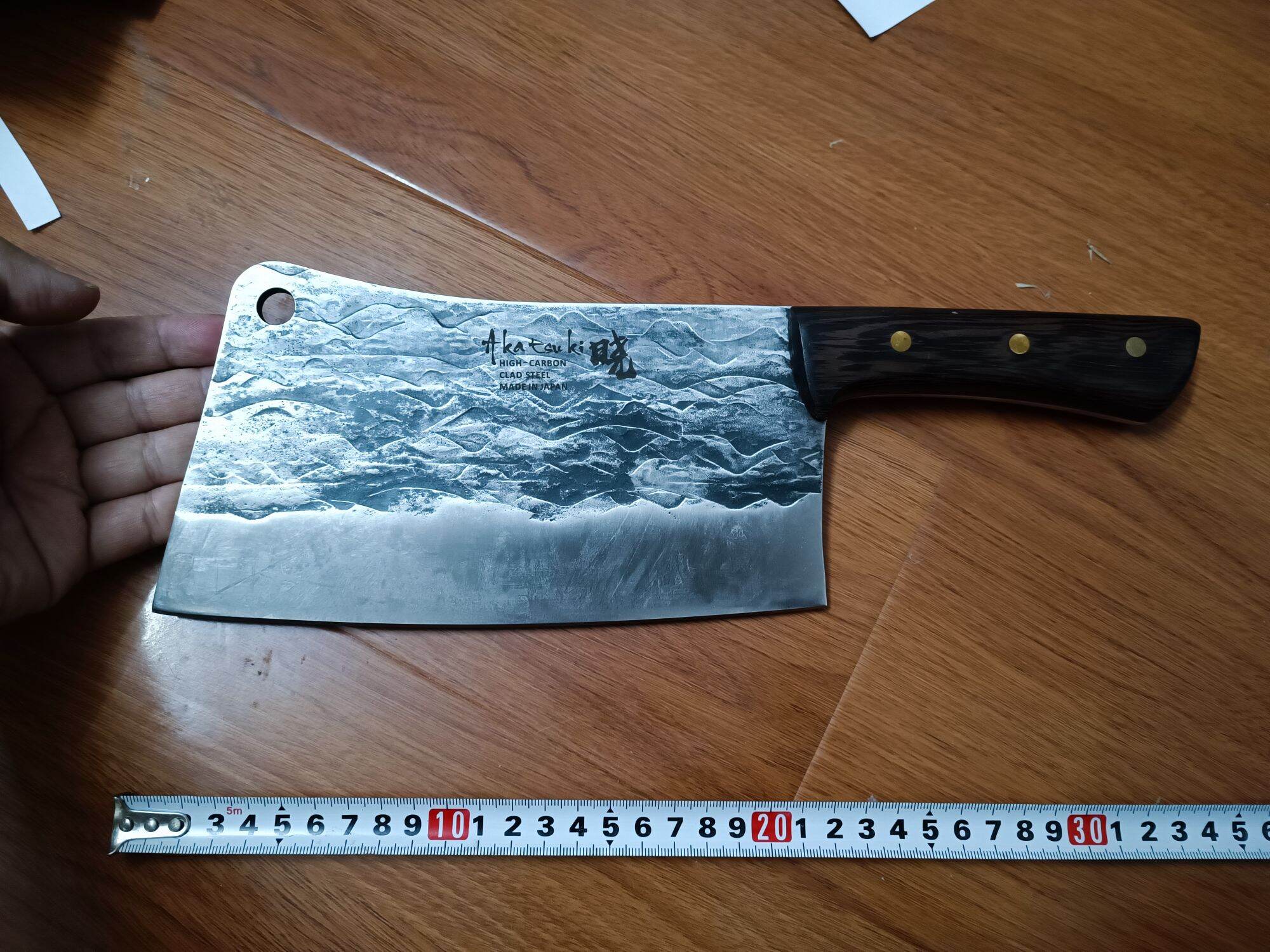 Dao chặt xương lợn, bò Nhật bản Akatsuki, nặng 1kg, thép bản, cán ốp gỗ