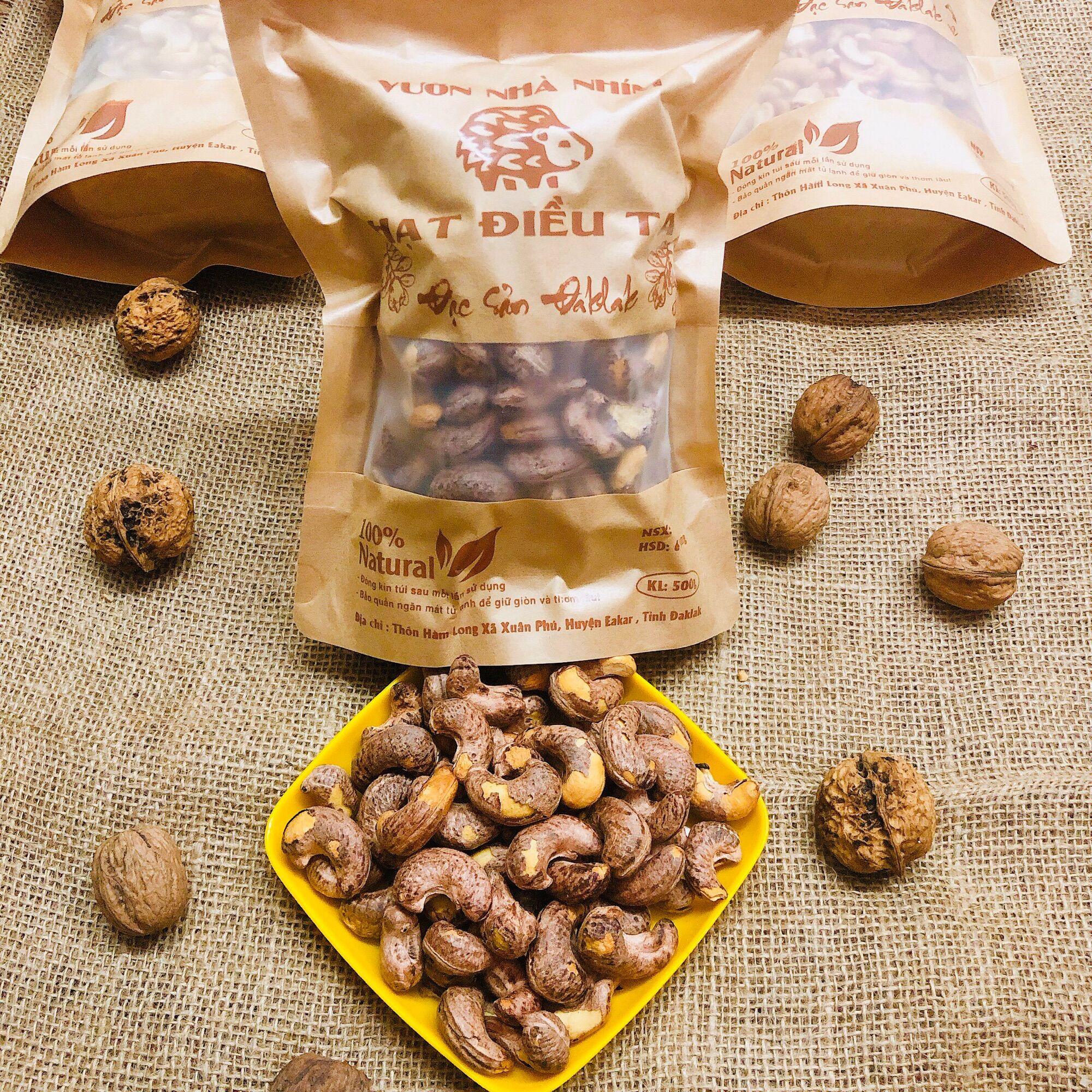 500G Hạt điều rang muối nguyên hạt còn vỏ size A cồ