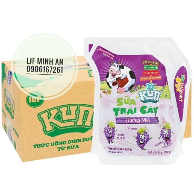 Sữa trái cây kun vị nho 110ml x 24 túi