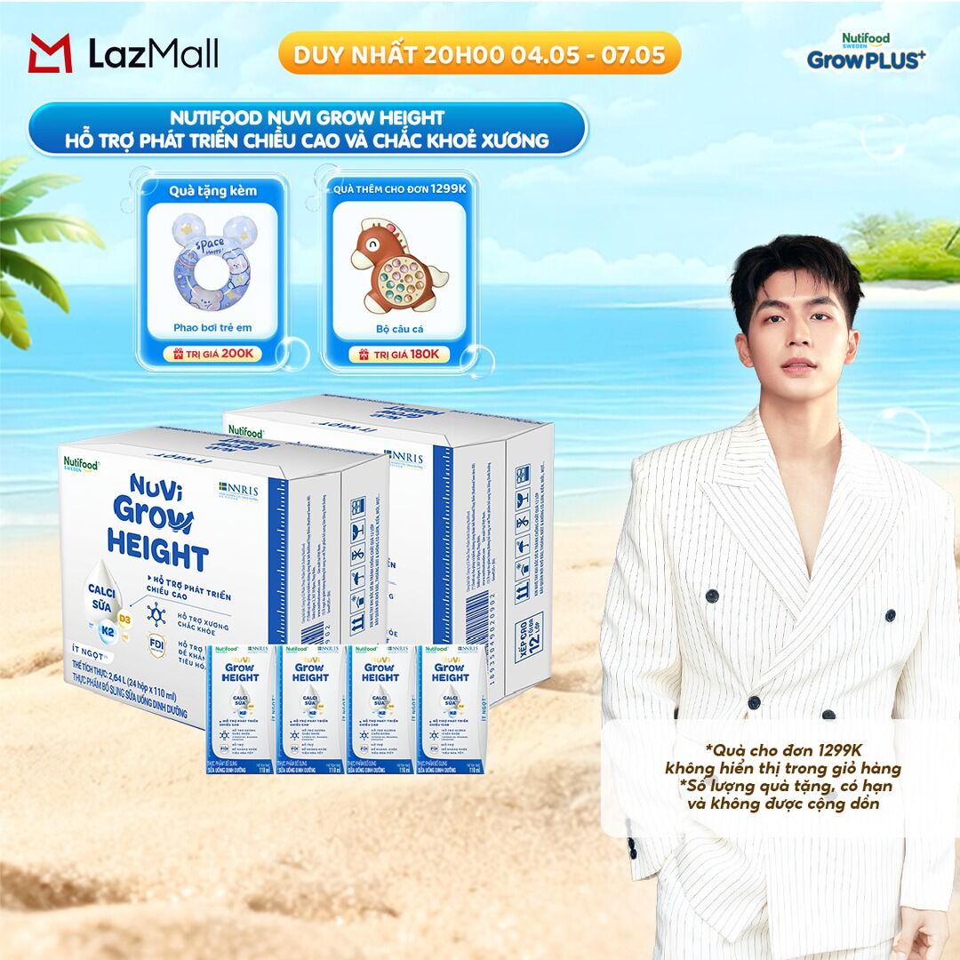 Combo 2 Thùng 24 hộp SBPS Nuvi Grow Height + hỗ trợ phát triển chiều cao hộp 110ml