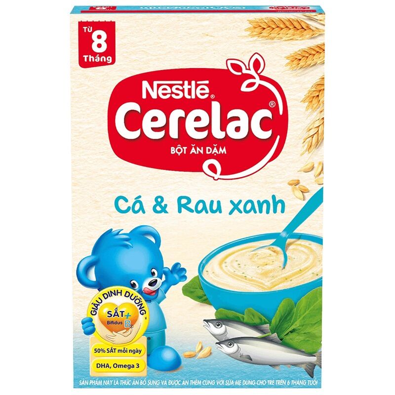 Bột ăn dặm Nestle ngũ cốc cá và rau xanh 200G - 8 đến 24 tháng