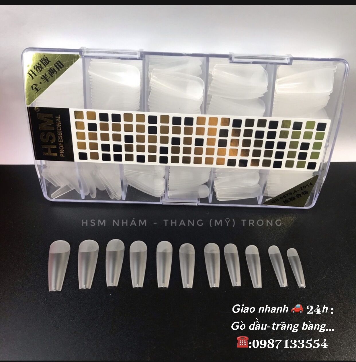 Móng úp phom than nhám trong hsm 500pcs