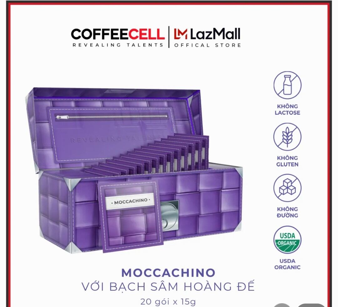 COFFEECELL Moccachino với Nhân sâm hoàng đế - Cà phê Arabica từ Brazil, Vị Socola tinh tế, mang đến cảm xúc tích cực Khơi nguồn cảm hứng