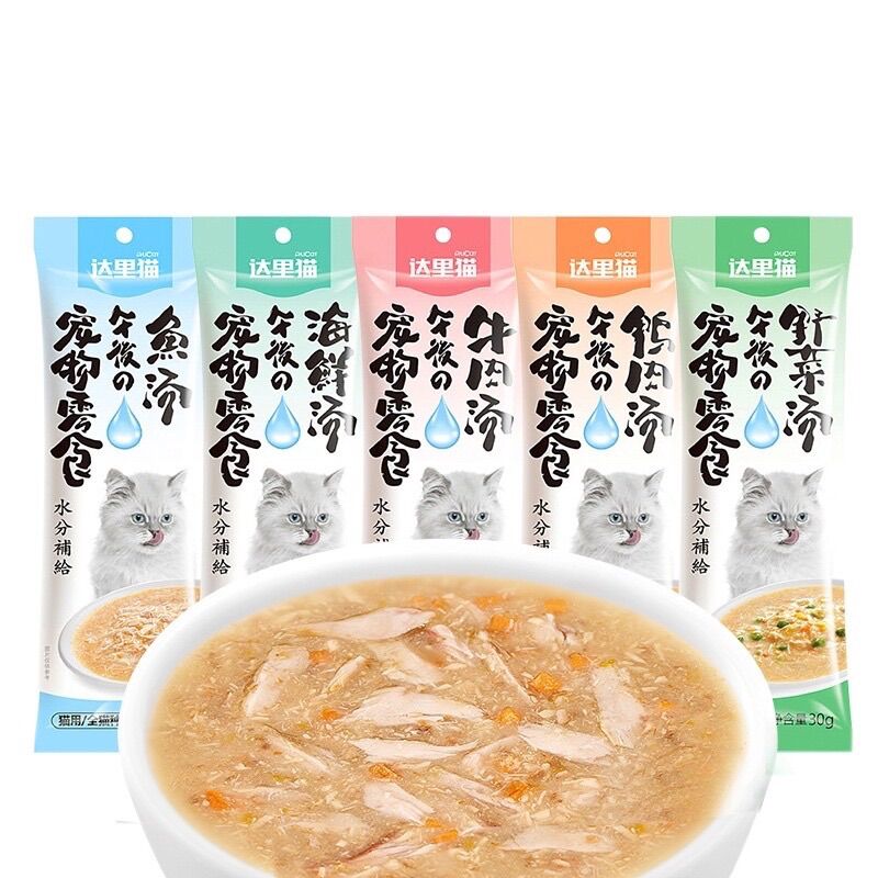 😺 Súp dinh dưỡng DALICAT bổ sung độ ẩm & chất xơ cho mèo - gói 30gr 😺 súp thưởng cho mèo