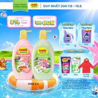 Combo 2 Chai Sữa Tắm Gội Cho Bé Carrie Junior chiết xuất trái cây thiên nhiên Yoghurt hương Táo + Dưa Lưới (700g/ chai)