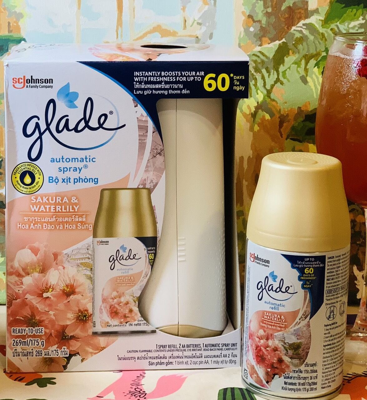 Combo máy +lõi xịt thơm phòng tự động Glade