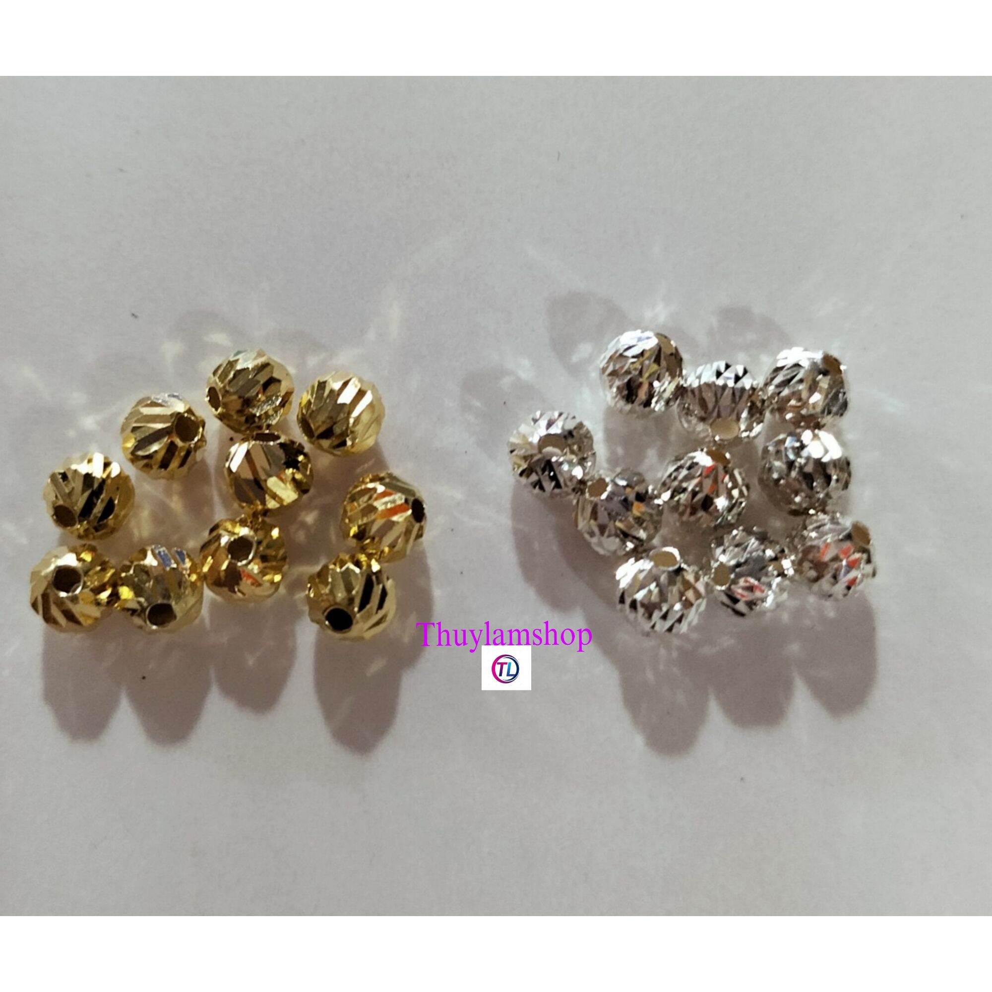 Charm Bi bạc s925 5li giác mài caro lấp lánh vĩnh viễn bảo hành bạc