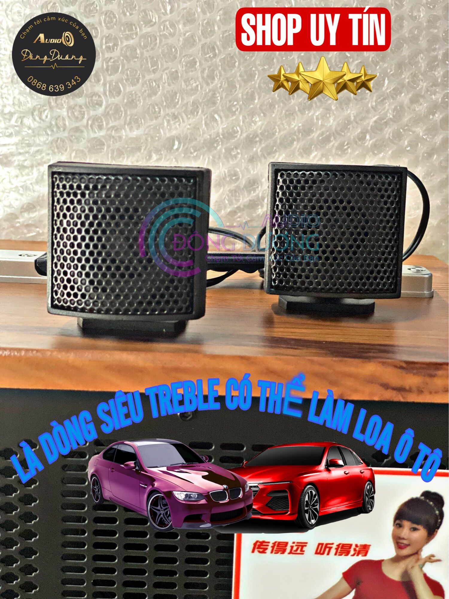 Bộ đôi loa treble thạch anh thumper md2k vuông - loa siêu treble thạch anh