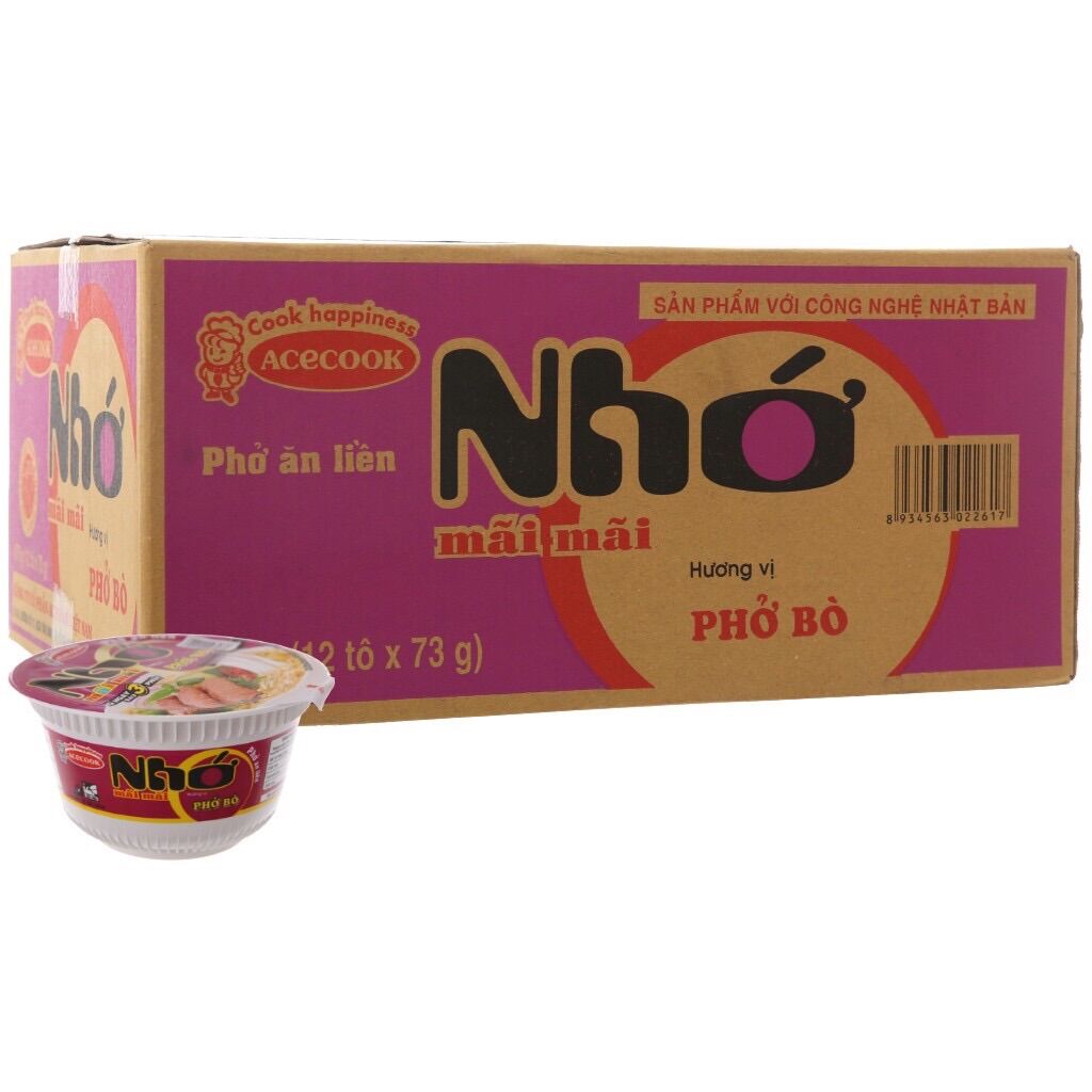 Thùng phở Nhớ mãi mãi hương vị bò 73g x 12 tô