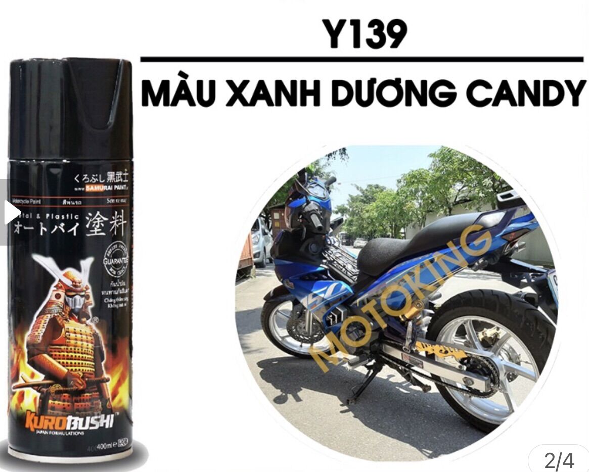 Combo 4chai Sơn samurai màu xanh dương Candy Y139